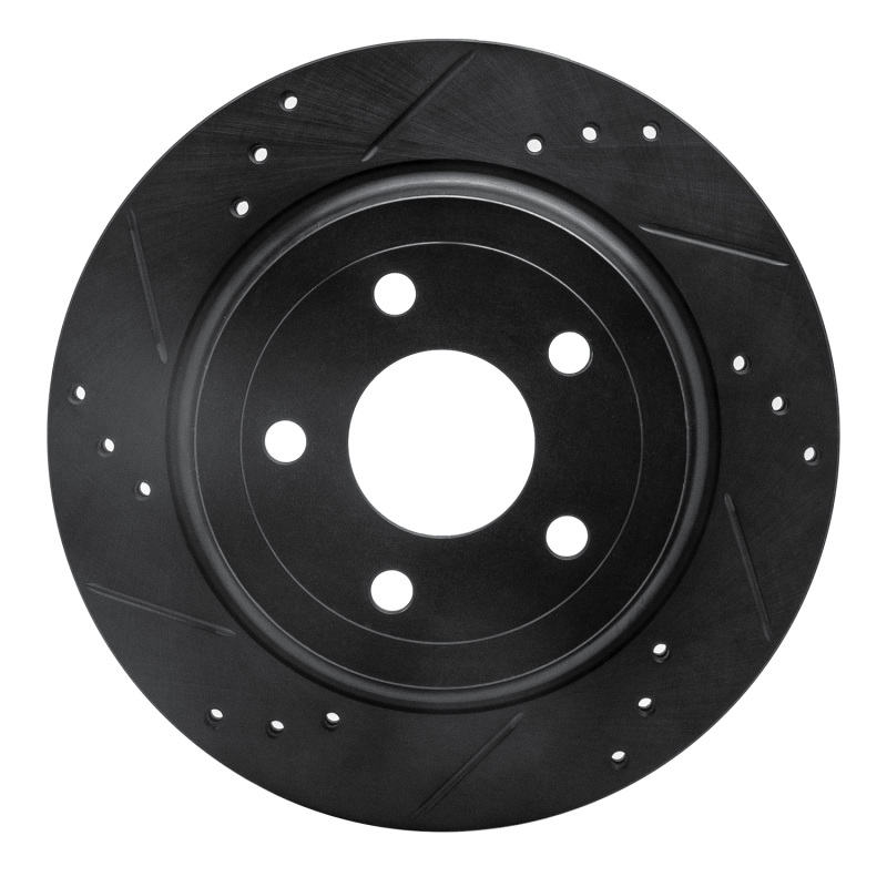Chevrolet Cobalt Brake Rotor (1) - Rear Left - R1 Concepts - Drilled & Slotted - Black - `08-`10